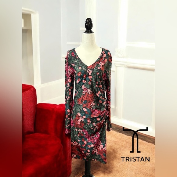 Tristan, Floral Pattern Ultra-Soft Dress, Medium, Pink, Green, Red 🌸 - Picture 3 of 11